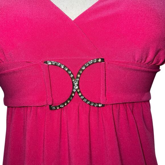 VTG 90s y2k Women's Pink Taboo Tie Back Babydoll Dress W/ Rhinestone Detailing - Picture 3 of 10